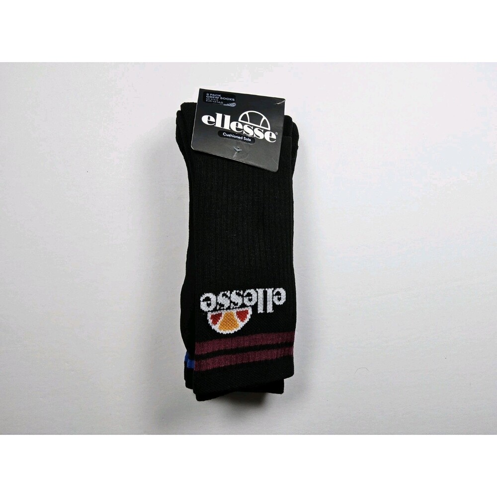 Ellesse Men’s Bisba Cushioned Sole Crew 3 Pack Socks Size UK 9-11.5